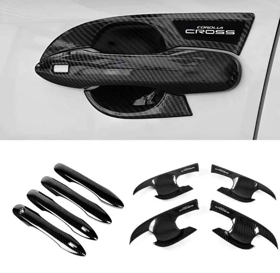 Corolla cross carbon Fiber Door Handle Cover 4 door full car set Kit - Stylish Look with Long-lasting Protection
